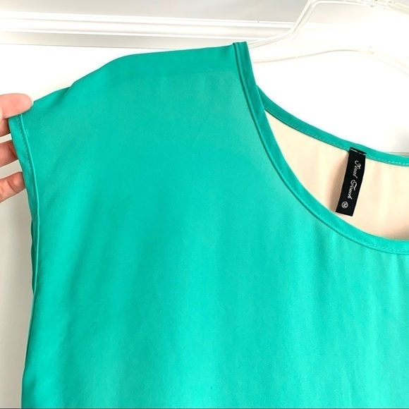 Final Touch Teal Green Short Sleeve Round Neck Lightweight Blouse Women Medium - Picture 4 of 8